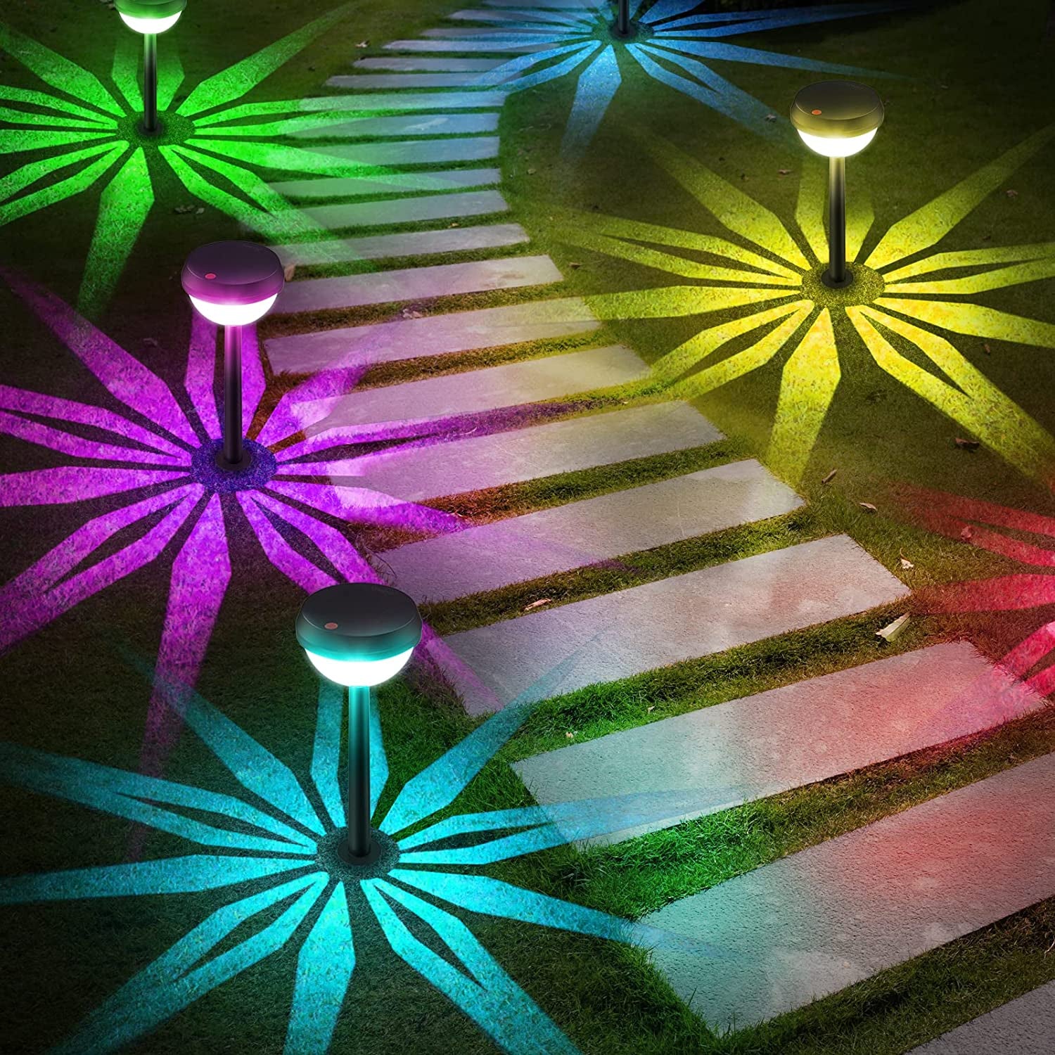 Linkind, Linkind Solar Pathway Lights 8 Pack, Color Changing Bright Solar Outdoor Lights, Waterproof Landscape Path Lights, Solar Powered Garden Lights for Walkway Backyard Lawn Driveway Porch Decor