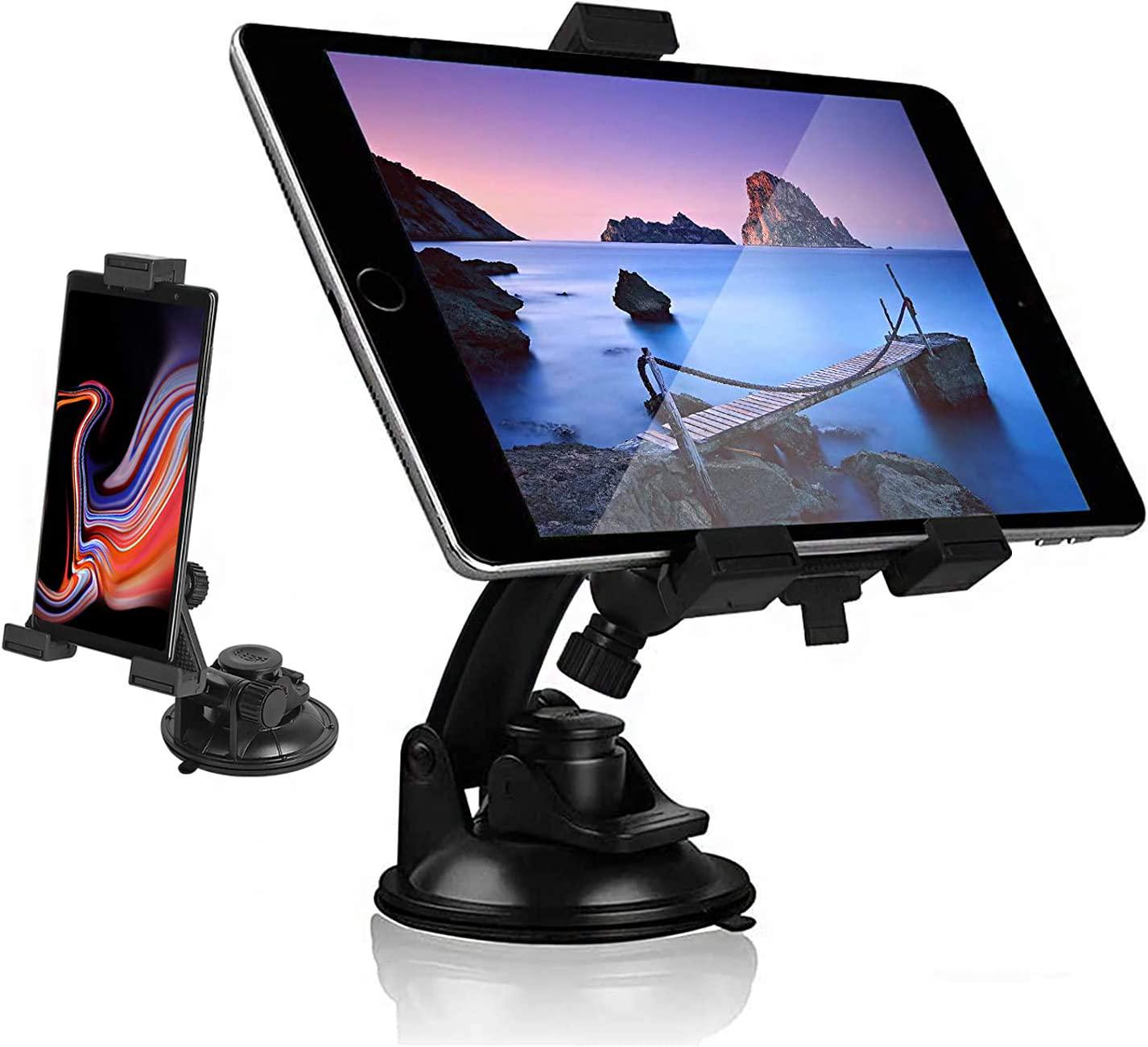 Linkstyle, Linkstyle Universal Car Mount Tablet Holder, Dashboard Windshield Tablet Mount Phone Stand, 360° Rotation TPU Suction Cup Tablet Cradles for iPad Pro Mini Air iPhone Samsung Galaxy Tab 4.7-10.5In