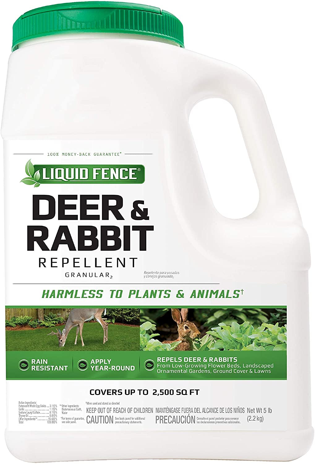 Liquid Fence, Liquid Fence HG-72654-1 72654-1 Deer and Rabbit Repellent Granular 5 Pounds, Harmless To, 5 Lbs