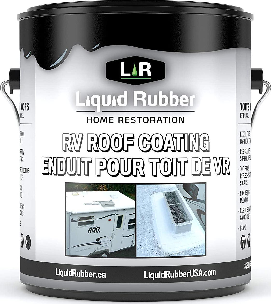 L R, Liquid Rubber RV Roof Coating - Solar Reflective Sealant - Waterproof - Easy to Apply - Brilliant White,1 Gallon