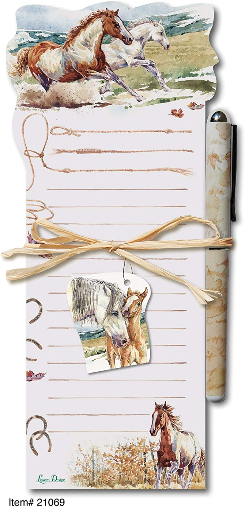Lissom Design, Lissom Design Die-Cut Magnetic List Pad, 8.75 X 3.75-Inches, Wild Mustang