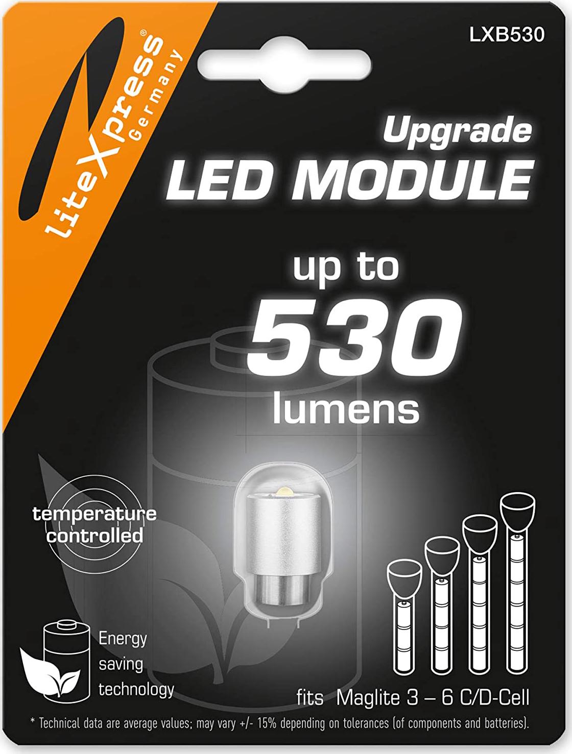 LiteXpress, LiteXpress LXB530 LED Upgrade Module 530 Lumen for 3-6 C/D-Cell Maglite Torches