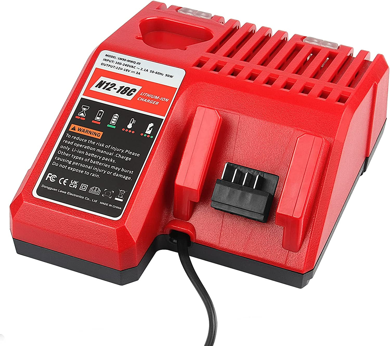 TREE.NB, Lithium Battery Charger, Multi Voltage Charger for Milwaukee 12V~18V M12 M18 48-59-1812 48-11-1850 48-11-1840 48-11-1815 Battery Power Tools Fast Charger