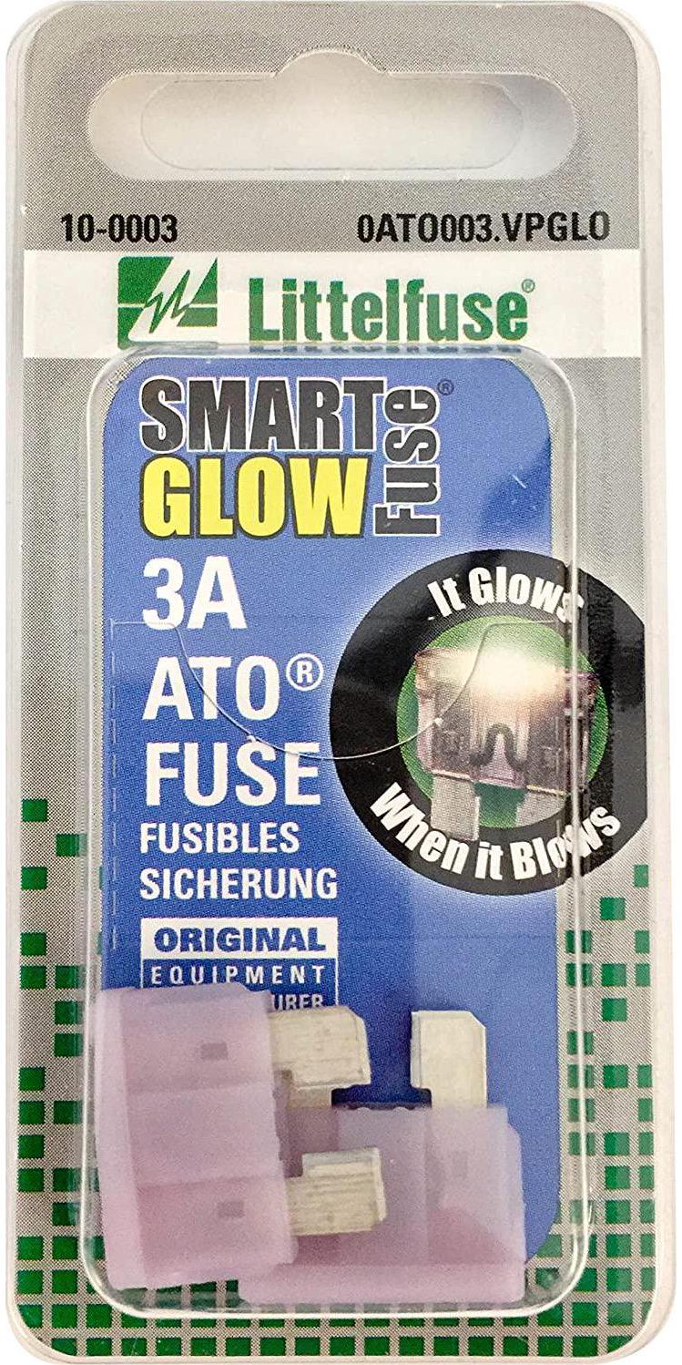 Littelfuse, Littelfuse 0ATO003.VPGLO ATO SmartGlow 12 Volt DC 3 Amp Fuse, (Pack of 2)