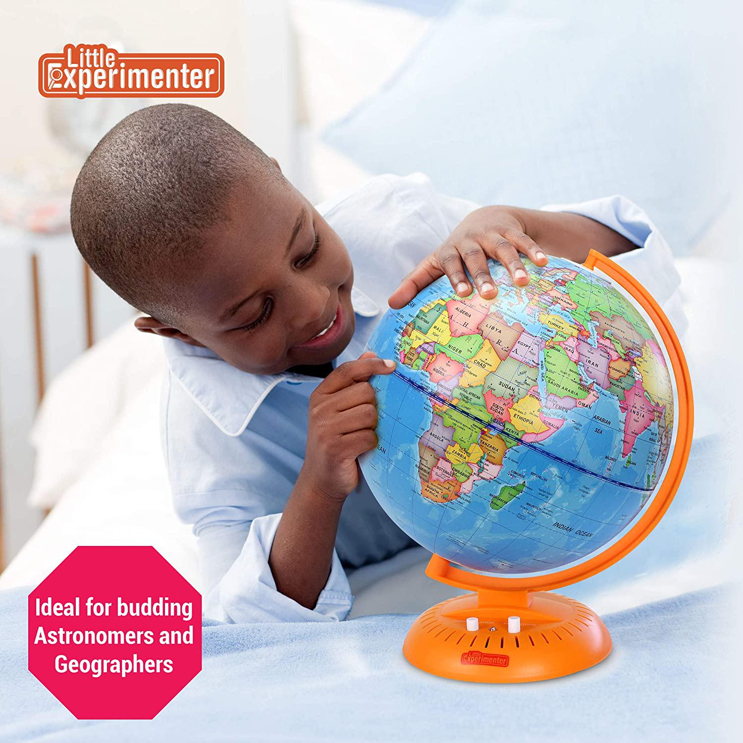 Little Experimenter, Little Experimenter Globe for Kids: 3-in-1 World Globe with Illuminated Star Map and Built-in Projector, 8