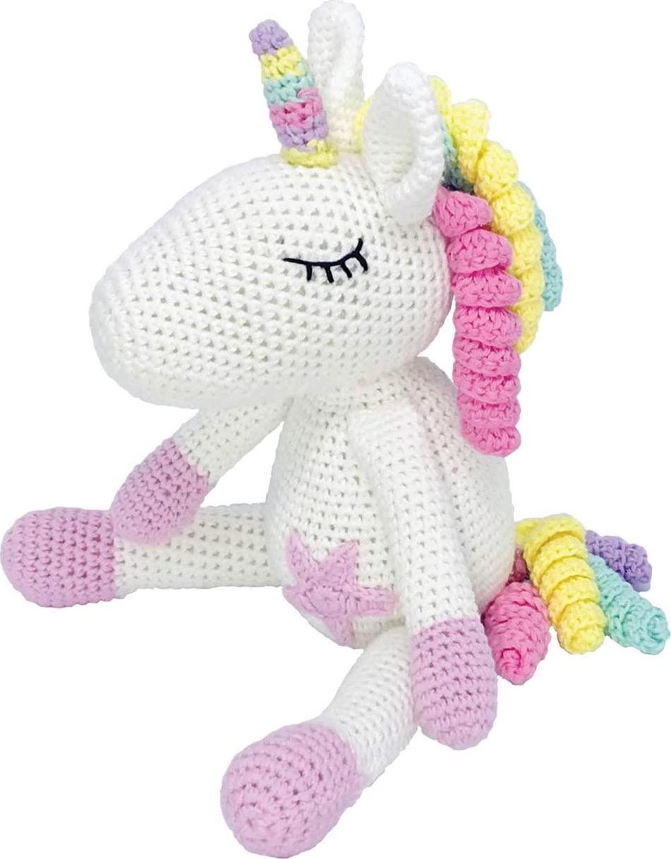 Littolo, Littolo Hand Made Baby Plush Toy - 100% Cotton Large Crochet Unicorn Doll - Cute Colorful Infant Stuffed Animal - Super Soft, Machine Washable, Eco-Friendly - Unicorn Plush Toys for Girls, Boys