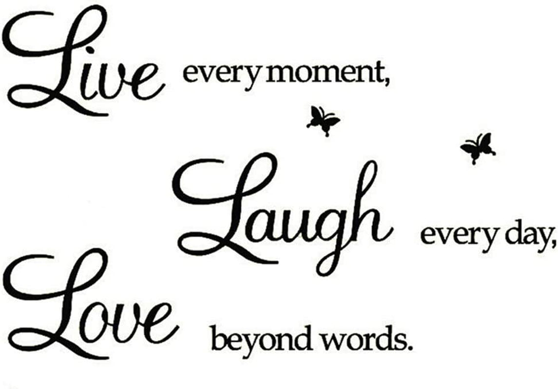 COLEEY, Live Every Moment,Laugh Every Day,Love beyond Words,Wall Sticker Motivational Wall Decals,Family Inspirational Wall Stickers Quotes