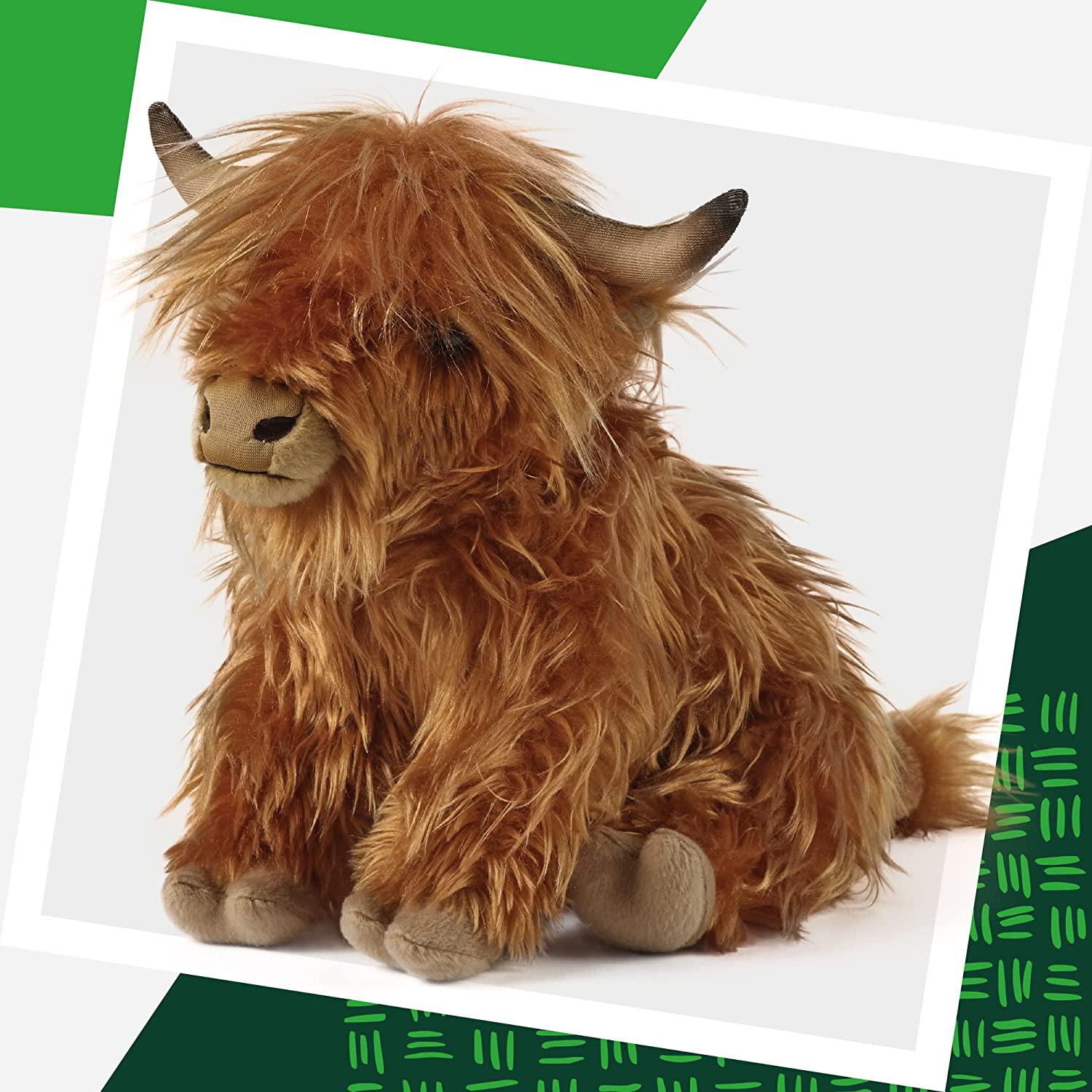 Living Nature, Living Nature Soft Toy - Plush Farm Animal, Highland Cow with Sound (30cm) - Realistic Soft Toys with Educational Fact Tags
