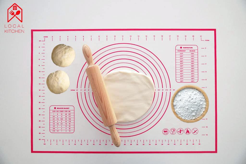 Local Kitchen, Local Kitchen Large Silicone Baking Mat for Rolling Dough (40cmx60cm) Pastry Mat with Measurements Extra Thick Non Stick Fondant Mat, Counter Mat, Oven Liner.