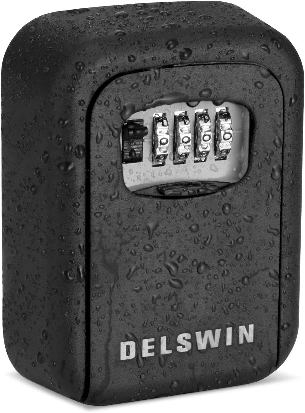 DELSWIN, Lock Box for House Key - outside Waterproof Combination Lock Box Wall Mount Metal Lockbox for Keys Outdoor,Realtors,Warehouse(Black)