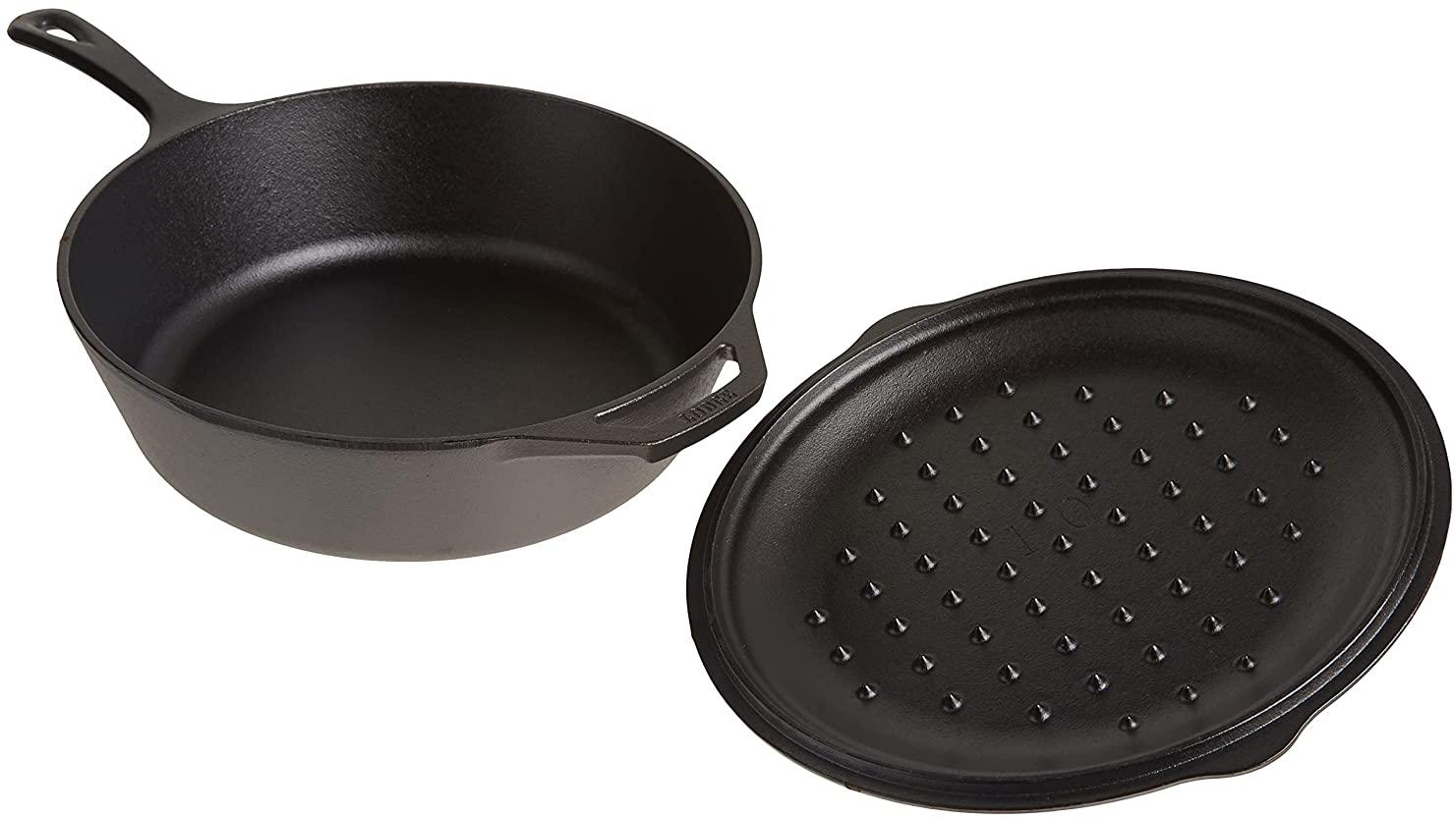 Lodge, Lodge L10CF3 5 Quart Cast Iron Covered Deep Skillet by Lodge, 12 Inches