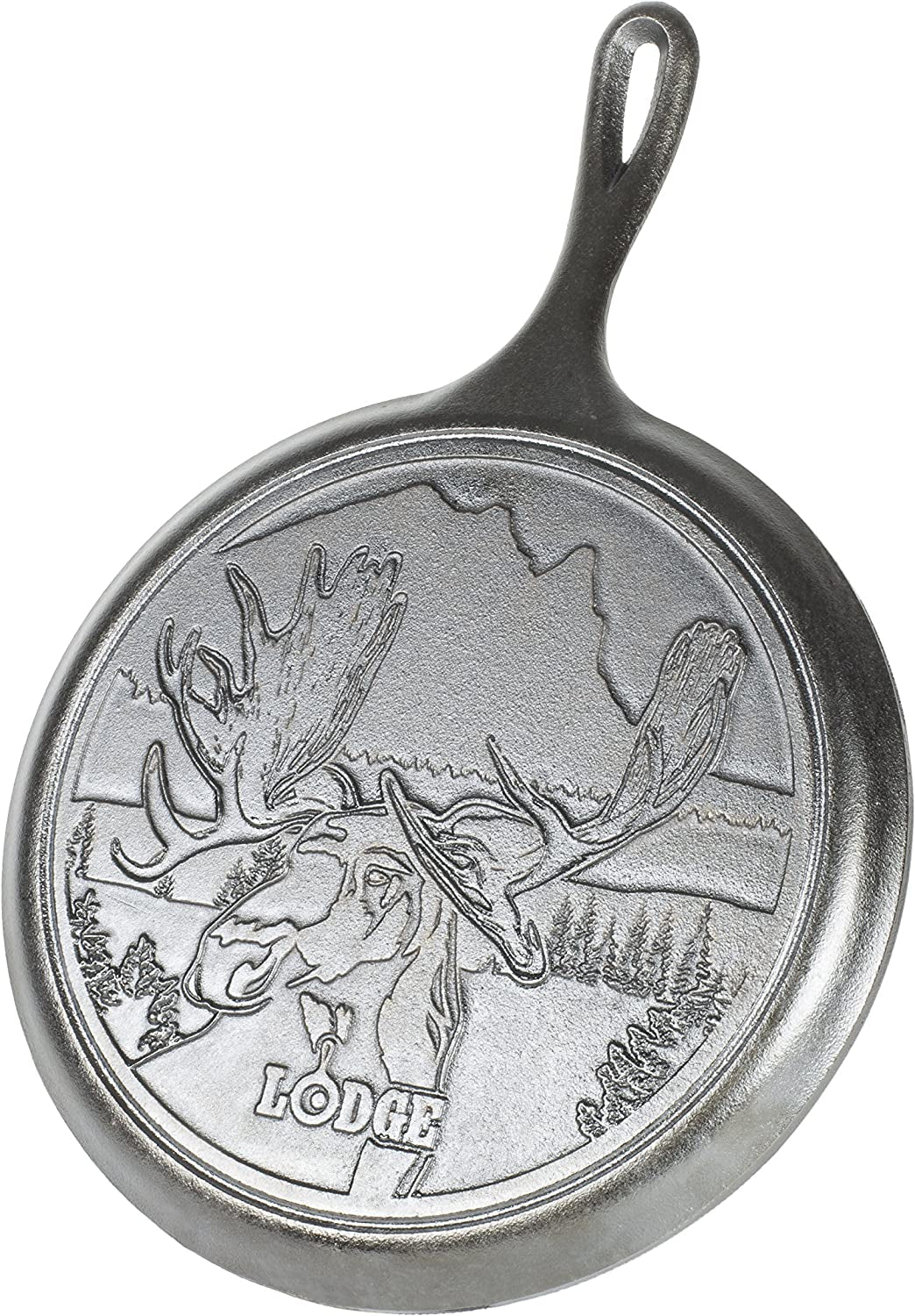 Lodge, Lodge L9OGWLMO 10.5 Inch Cast Iron Griddle with Moose Scene, Black