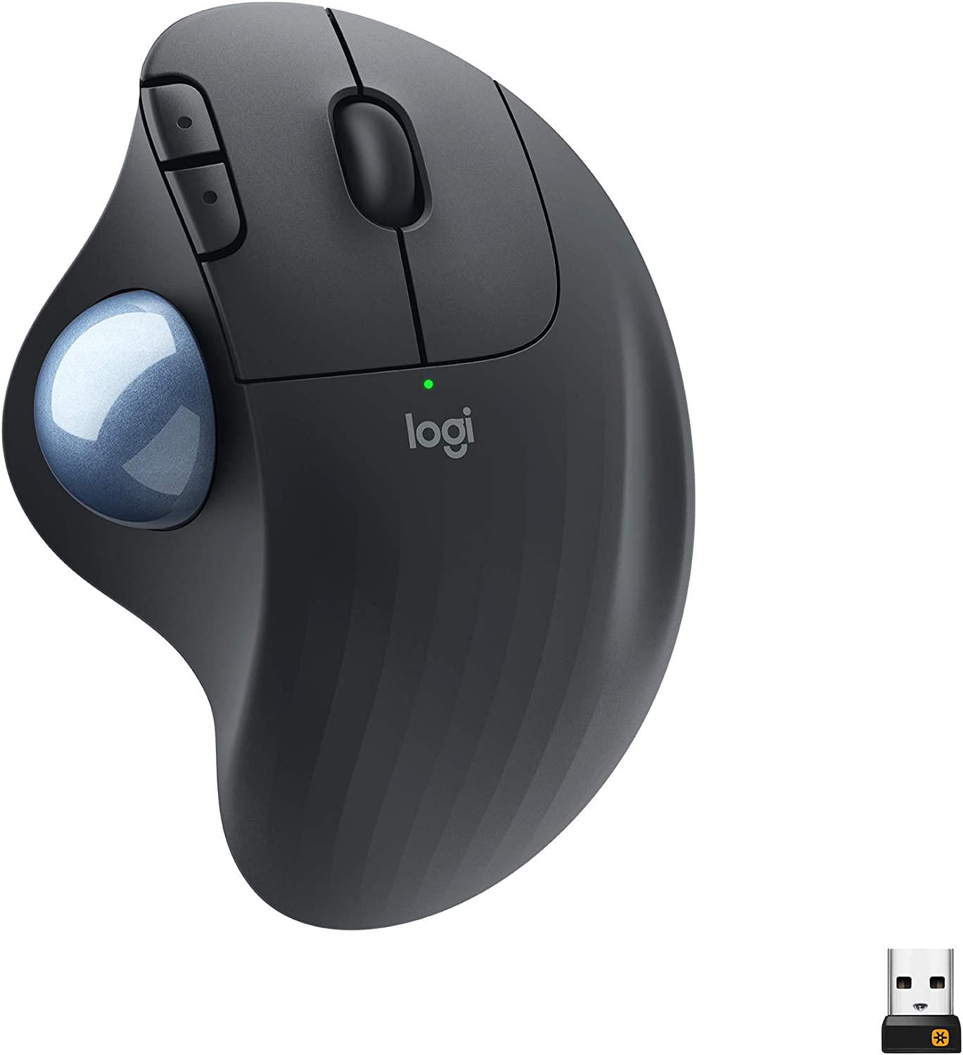 Logitech, Logitech Ergo M575 Wireless Trackball Mouse - Easy Thumb Control, Precision and Smooth Tracking, Ergonomic Comfort Design, for Windows, PC and Mac with Bluetooth and USB Capabilities - Black