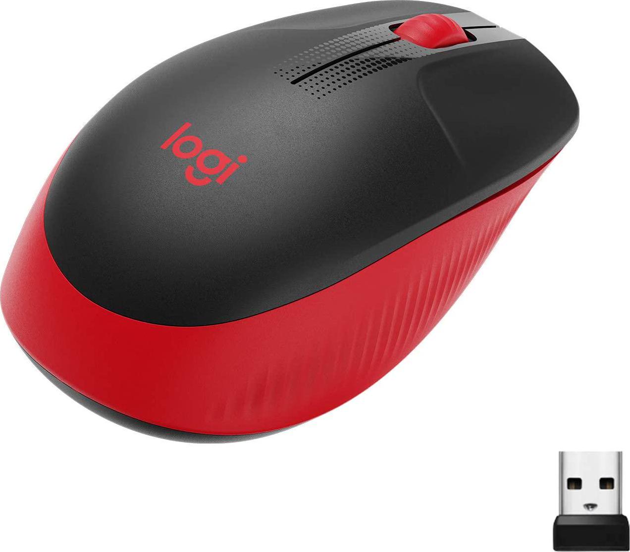 Logitech, Logitech M190 Wireless Mouse Full Size Comfort Curve Design 1000Dpi Red