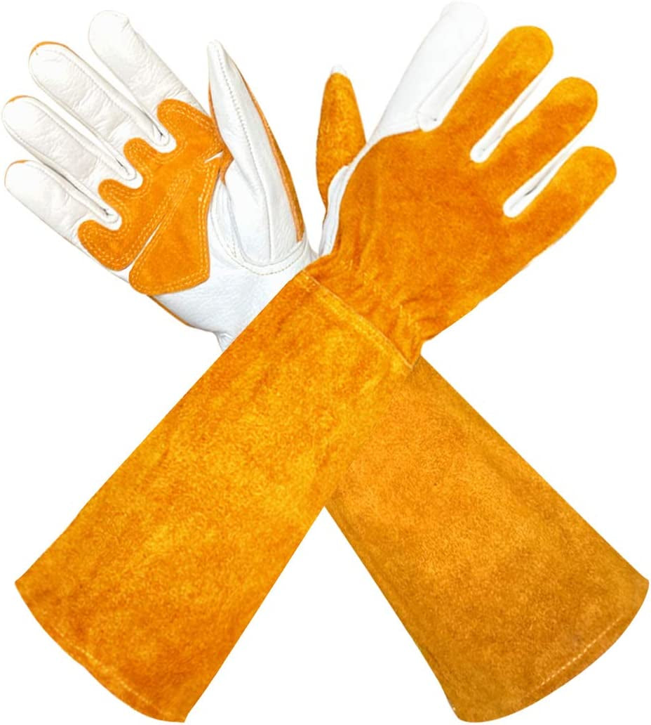 Nuo Wen, Long Leather Gardening Gloves for Women and Men | Thorn and Cut Proof Garden Work Gloves