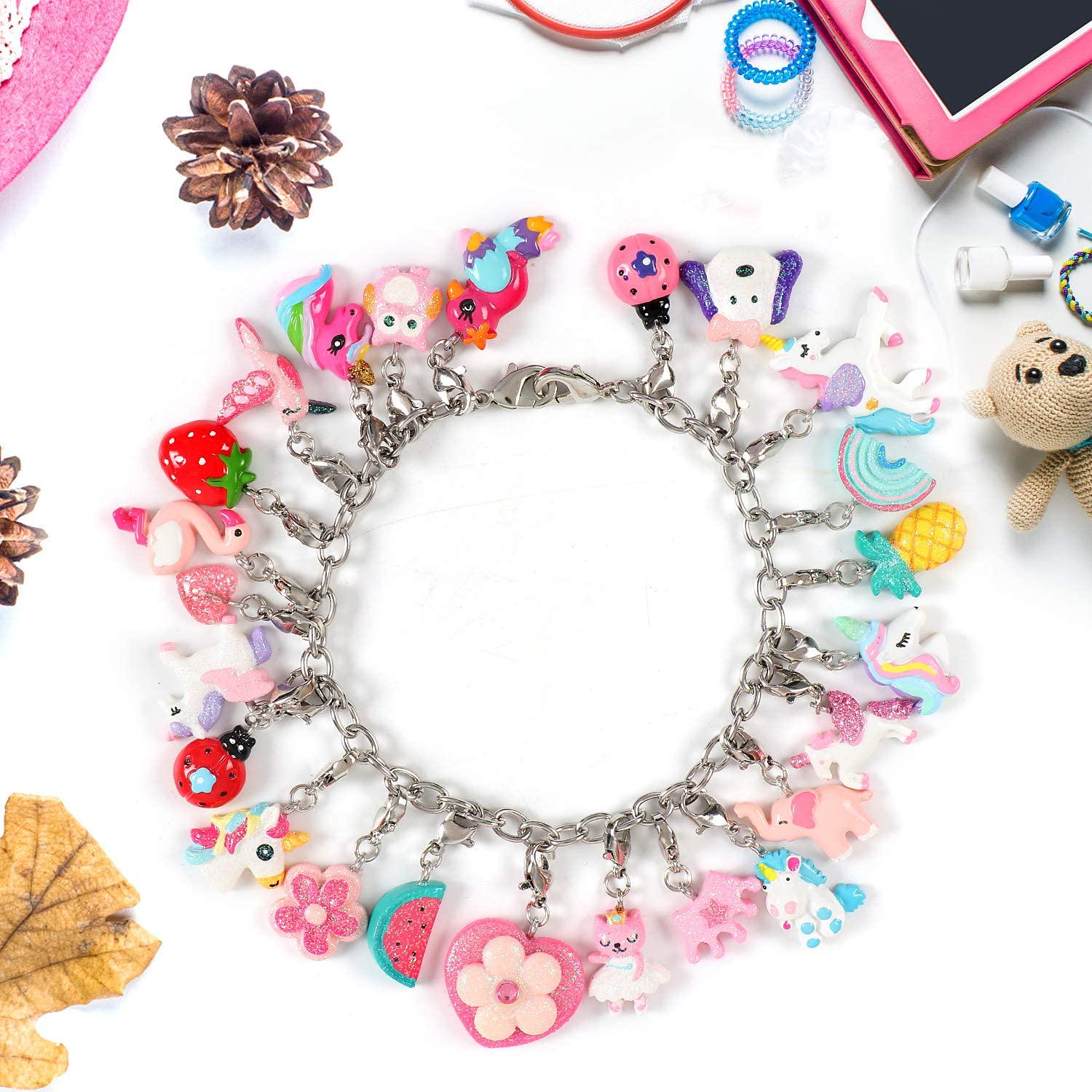 Lorfancy, Lorfancy 24 Pcs Girls Charm Bracelets Necklace Making Kit Kids DIY Unicorn Craft Chain Jewelry Making Supplies
