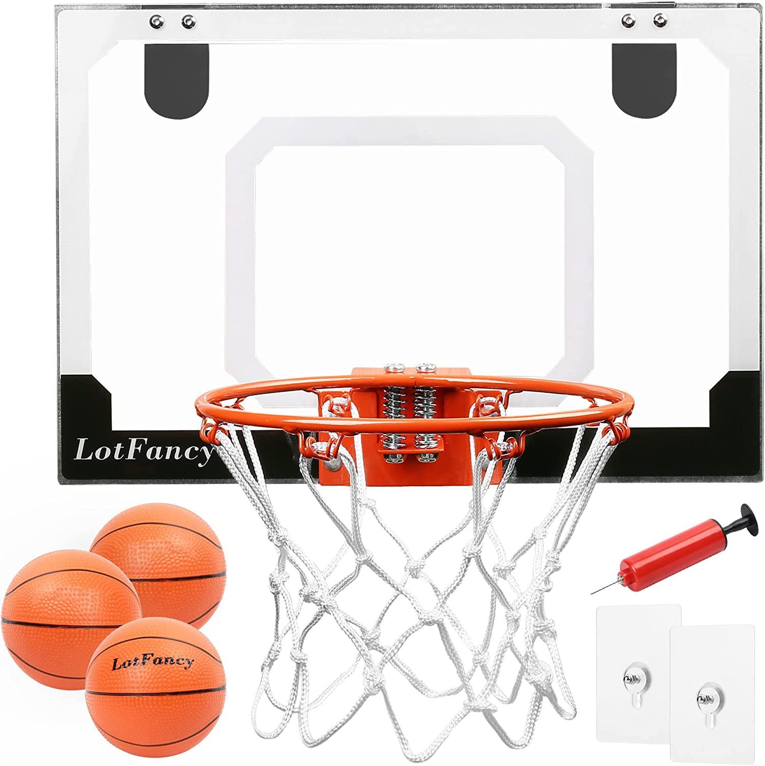 LotFancy, LotFancy Indoor Mini Basketball Hoop Set for Kids, Includes 5 inch Vinyl Ball, Small Pump+Needle, Screwdriver