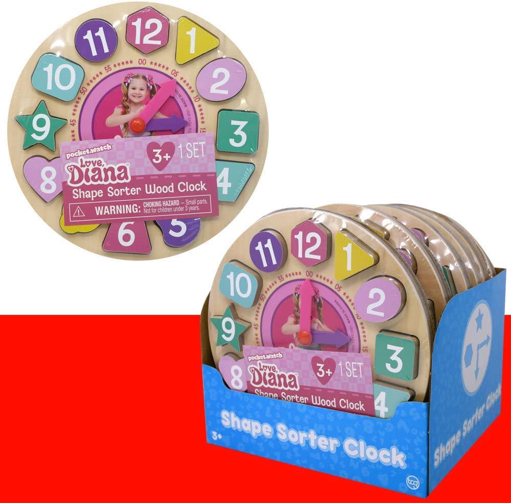 Known Show, Love Diana Shape Sorter Wood Clock Wooden Shape Sorting Kids Learning Clock, Fun Shape Sorting Clock Puzzle Toy, Educational Brain Teaser Learning Time Game Teaching Clock for Kids