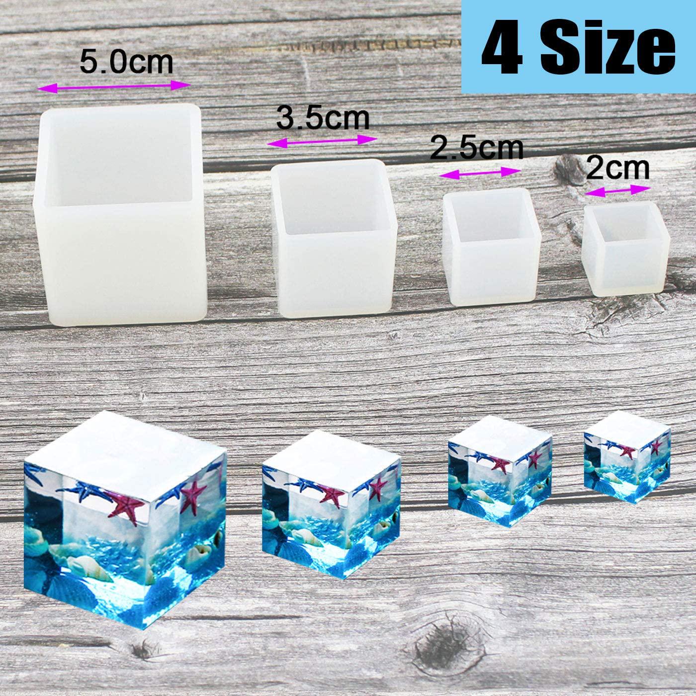 Luckkyme, Luckkyme Resin Casting Molds Square Mold Cube Silicone Molds for DIY Craft Making Silicone Clear Casting Molds, 4Size