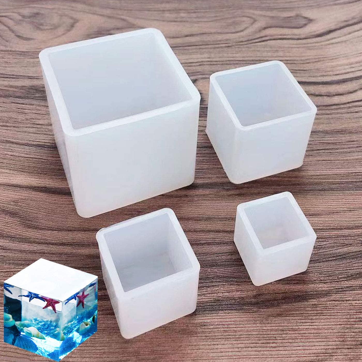 Luckkyme, Luckkyme Resin Casting Molds Square Mold Cube Silicone Molds for DIY Craft Making Silicone Clear Casting Molds, 4Size