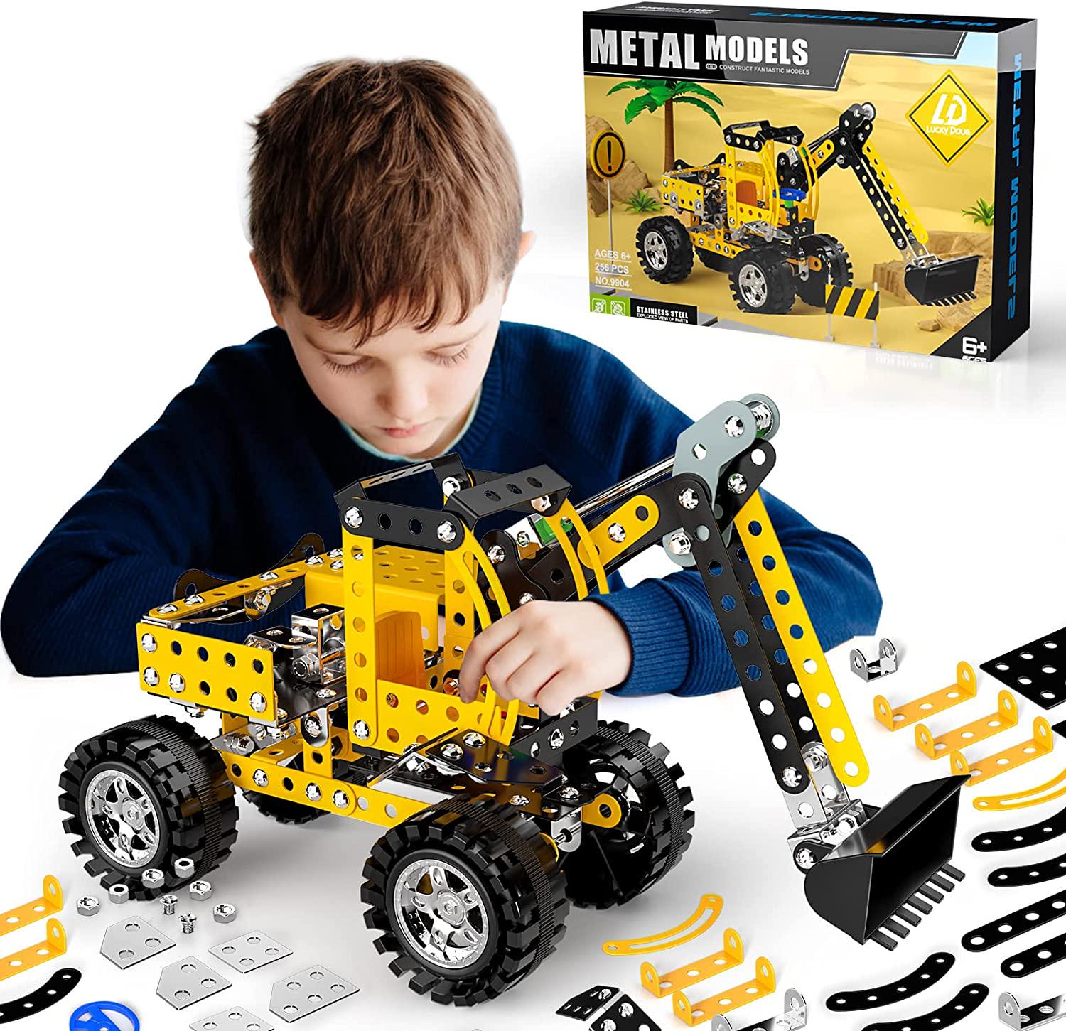Lucky Doug, Lucky Doug Construction Toys Bulldozer Model Set - 256 Pieces Building STEM Project Toys for Kids Boys Ages 8-12 and Order, Building Assembly Science Educational Set Gifts for Model Bulldozer Fans