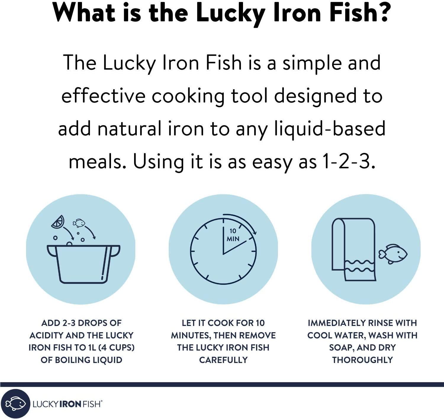 Lucky Iron Fish, Lucky Iron Fish A Natural Source of Iron - The Original Cooking Tool to Add Iron to Liquid-Based Meals, Reduce Iron Deficiency Risks - an Iron Supplement Alternative, Ideal for Menstruators and Vegans