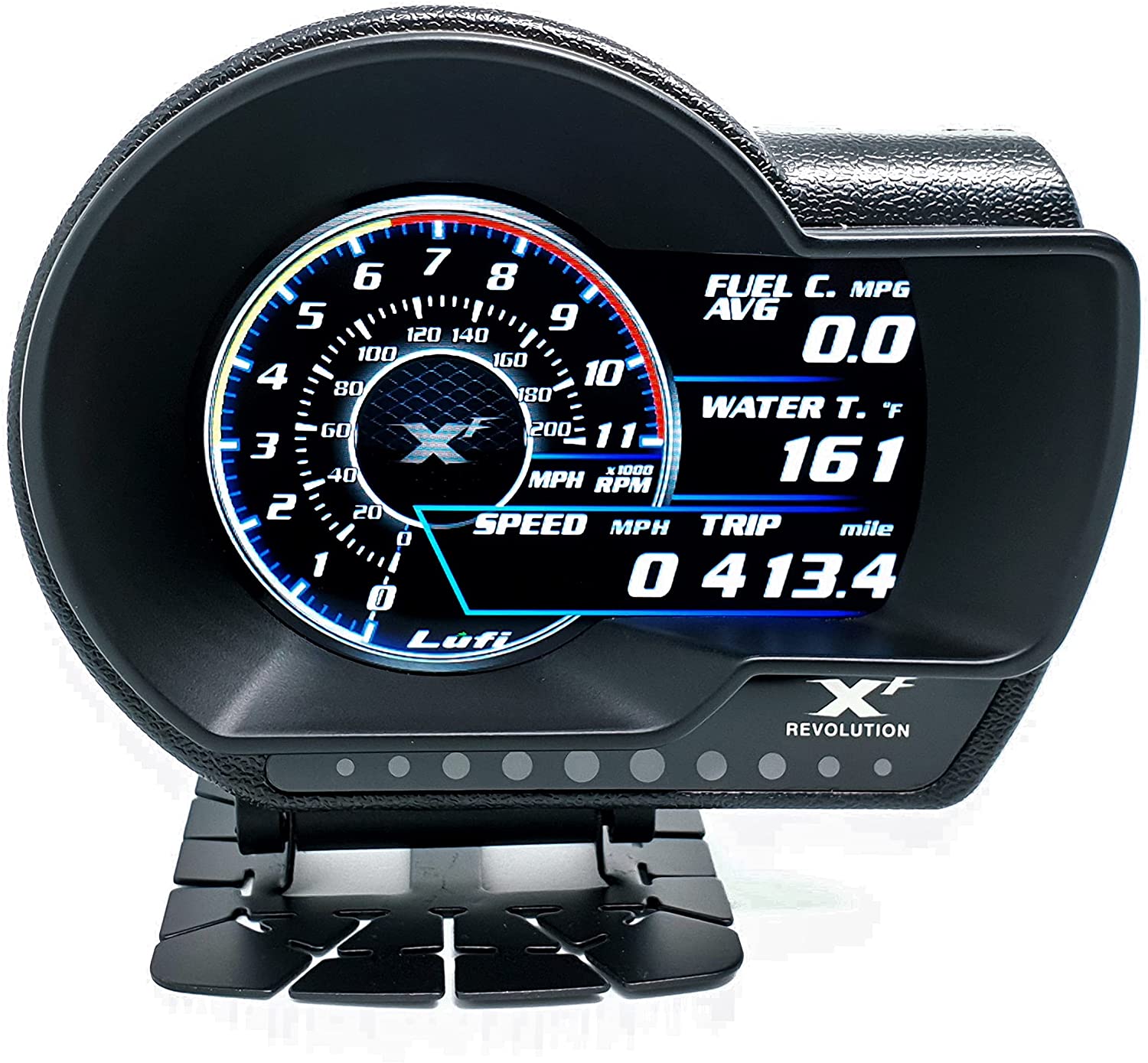 Lufi, Lufi XF Revolution OBD2 Gauge Display, Multi-Data Monitor, Head Up Display, Highly Customizable, Accurate and Fast Response [for Most Cars 2007 and After]