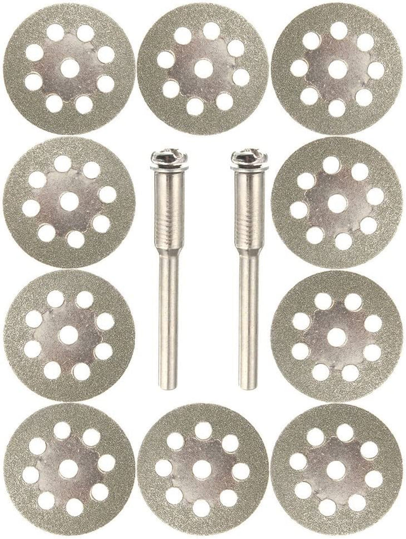 Lukcase, Lukcase 10 Pcs Diamond Cutting Wheel Cut off Discs Coated Rotary Tools W/Mandrel 30Mm for Dremel