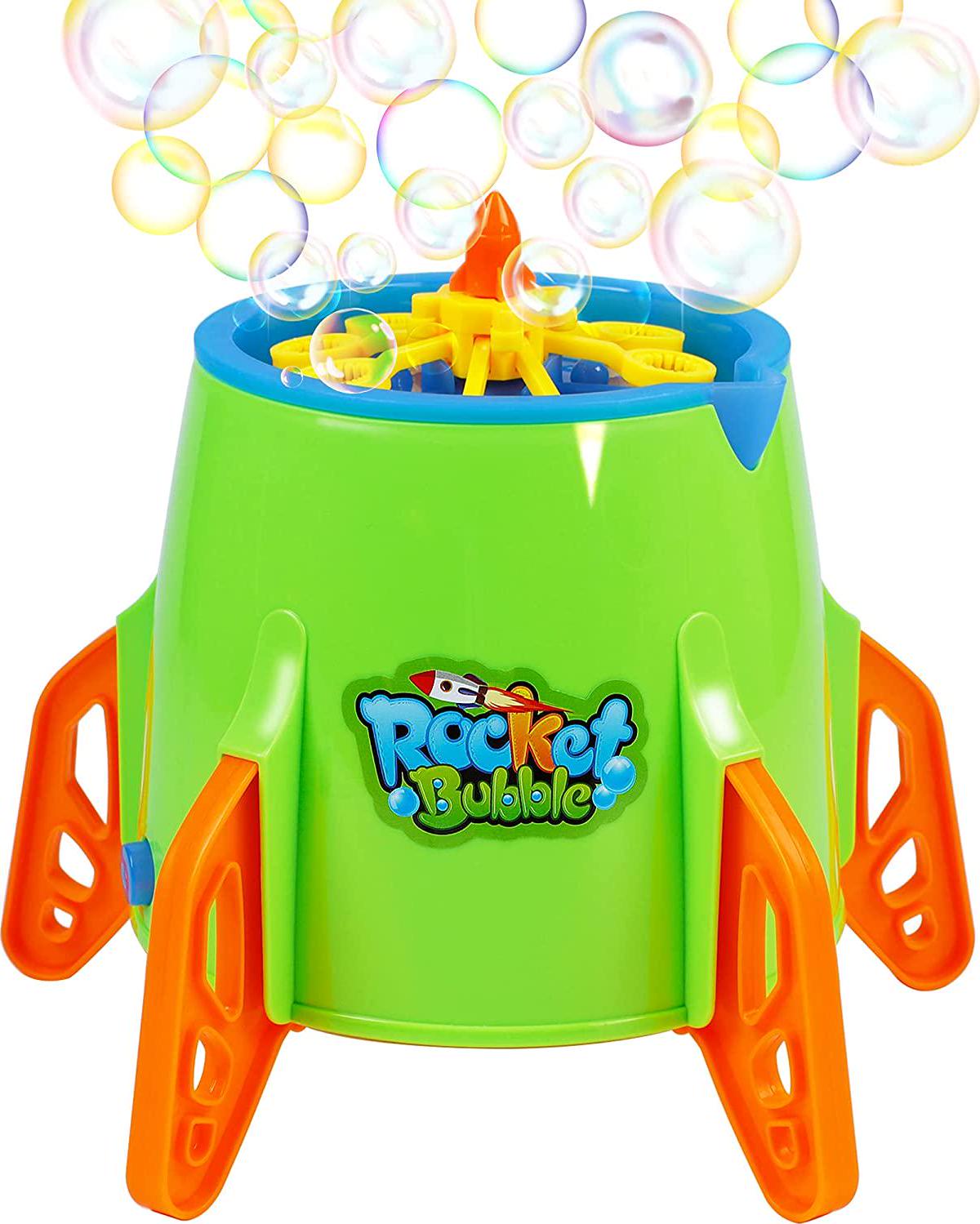 Lulu Home, Lulu Home Bubble Machine, Automatic Space Rocket Bubble Blower for Toddlers Kids Girls Boys, Blowing 2500+ Bubbles Per Minute Accompanied with Music and Lights