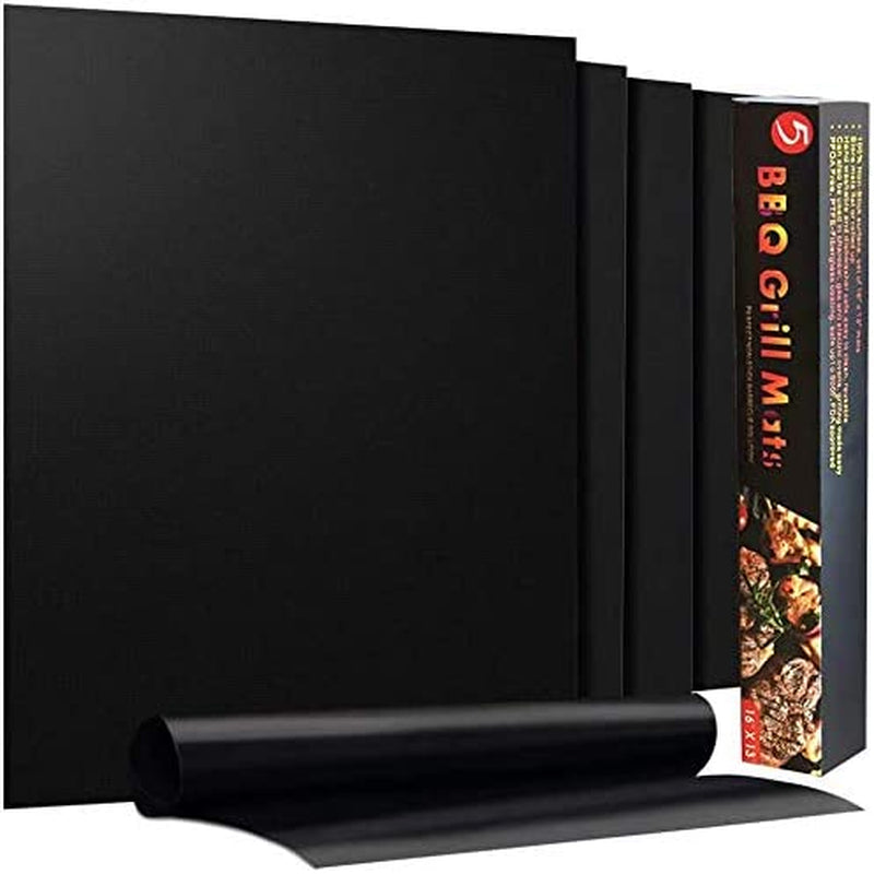 Luxerlife, Luxerlife Grill Mat - Set of 5 Heavy Duty BBQ Grill Mats Non Stick, BBQ Grill & Baking Mats - Reusable, Easy to Clean - Works on Electric Grill Gas Charcoal BBQ - 15.75 X 13-Inch (Black)