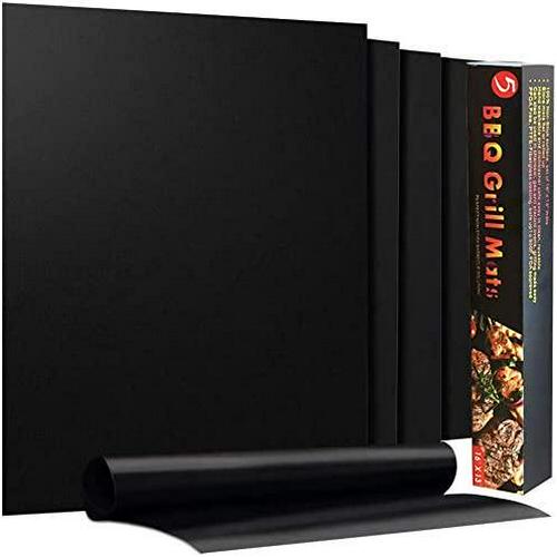 Luxerlife, Luxerlife Grill Mat - Set of 5 Heavy Duty BBQ Grill Mats Non Stick, BBQ Grill and Baking Mats - Reusable, Easy to Clean - Works on Electric Grill Gas Charcoal BBQ - 15.75 x 13-Inch (Black)