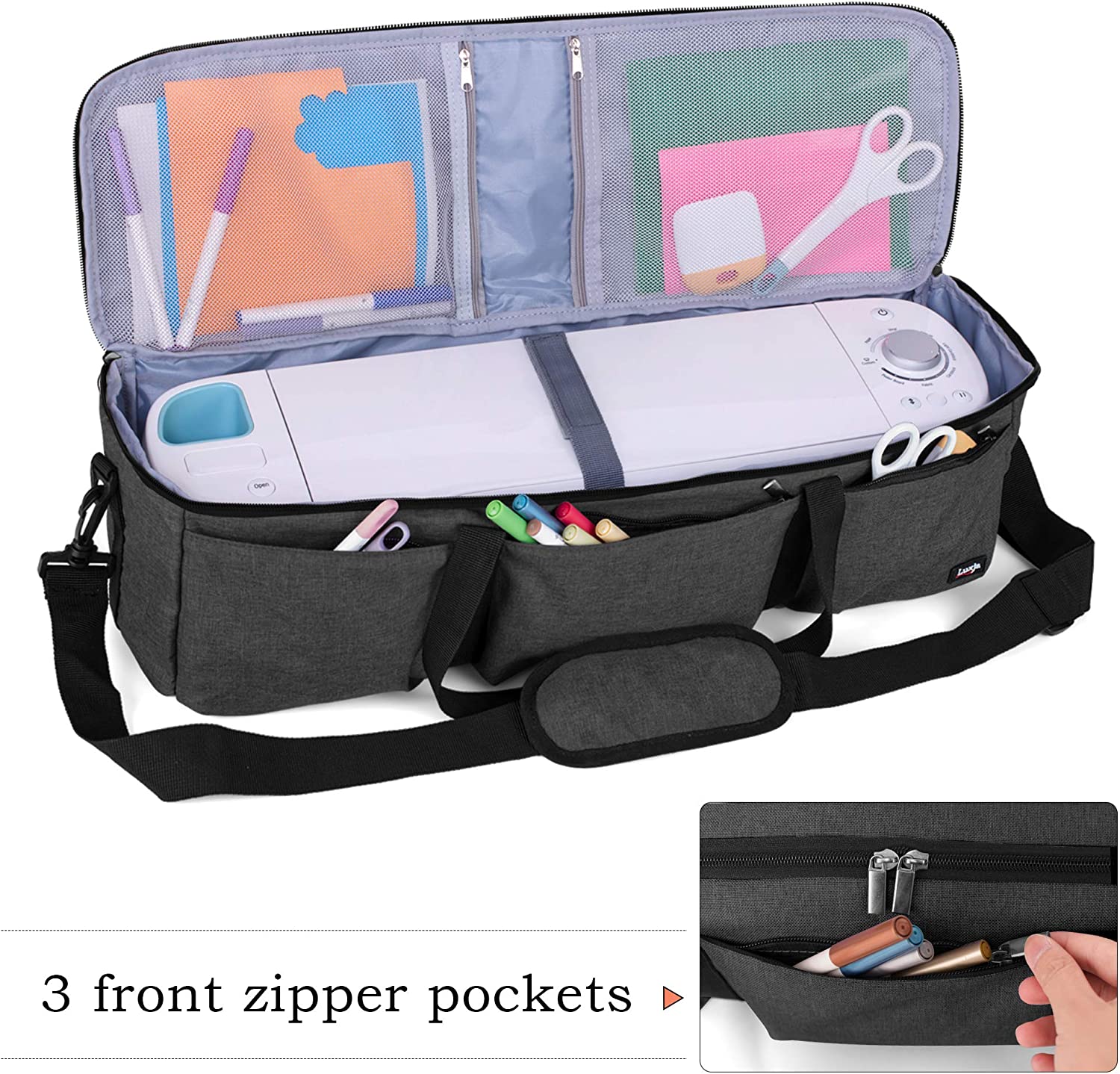 LUXJA, Luxja Foldable Bag Compatible with Cricut Explore Air and Maker, Carrying Bag Compatible with Cricut Explore Air and Supplies (Bag Only), Black, Bag for Machine