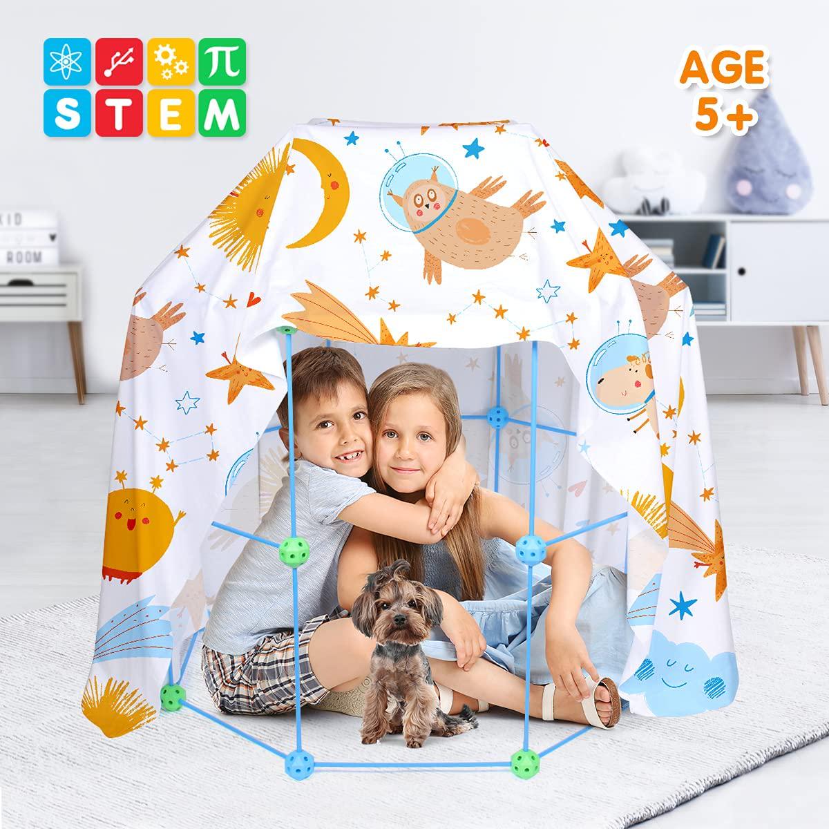 Lydaz, Lydaz Kids Fort Building Kit Easter Basket Stuffers Gifts Toys for 5 6 7 12 Years Old Boy and Girls, 99PCS Construction STEM Toys, Castles Tunnels Birthday Learning Toys for Indoor and Outdoor