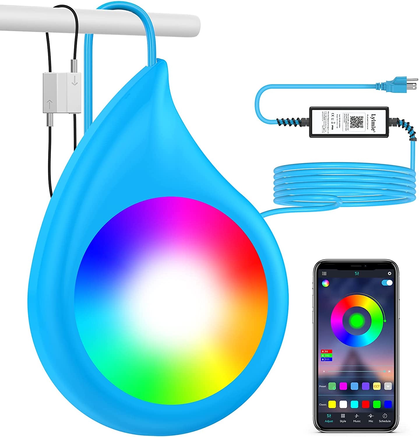 LyLmLe, Lylmle LED Pool Lights for Aboveground Pool, 10W Hanging RGB Color Changing Dimmable Underwater Submersible Lights with APP Control, Compatible for Steel Frame Pool, IP68 Waterproof,26Ft Cord,12V