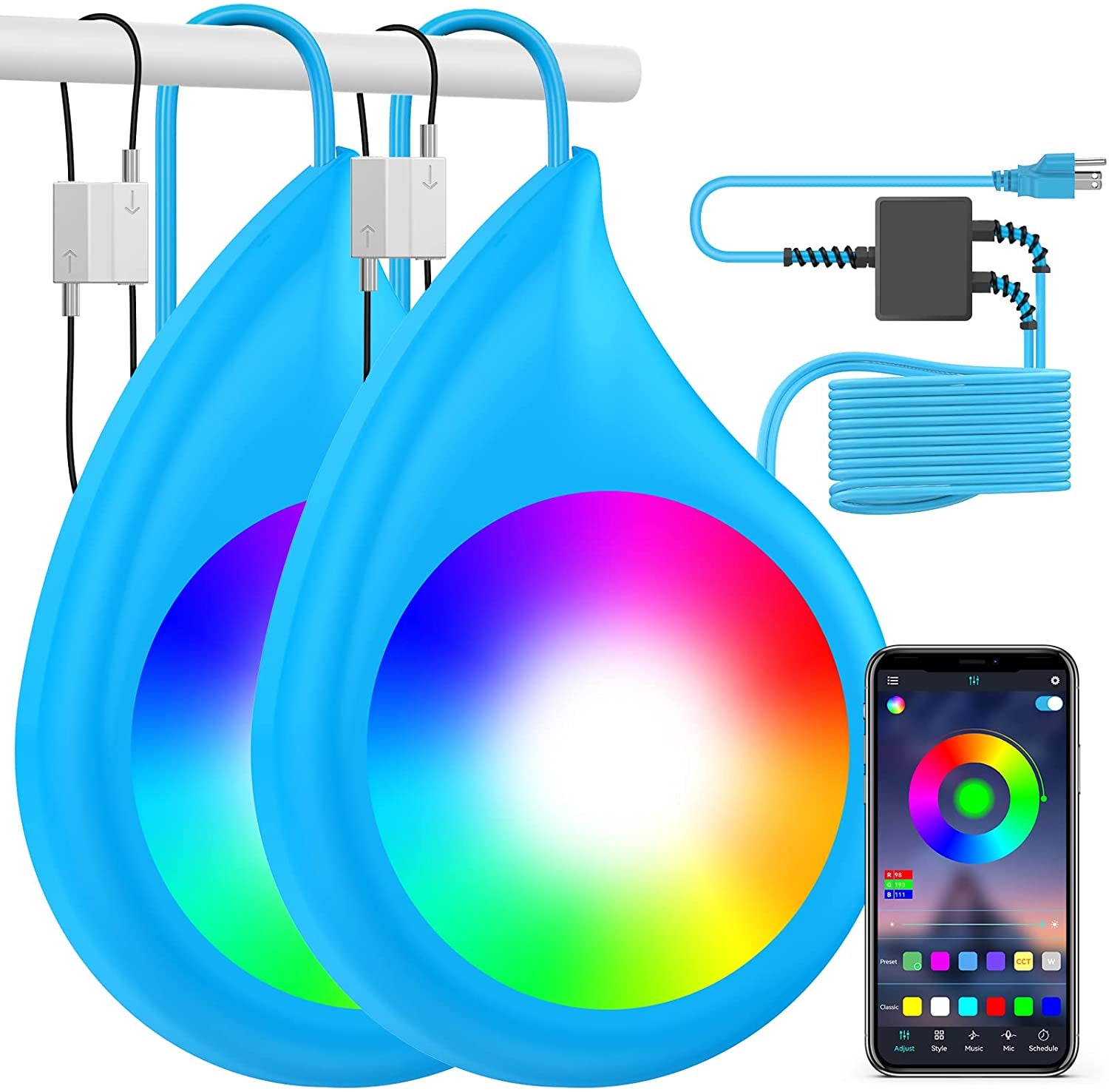 LyLmLe, Lylmle LED Pool Lights for Aboveground Pool, 20W Hanging RGB Color Changing Dimmable Underwater Submersible Lights with APP Control, Compatible for Steel Frame Pool, IP68 Waterproof,26Ft Cord,12V