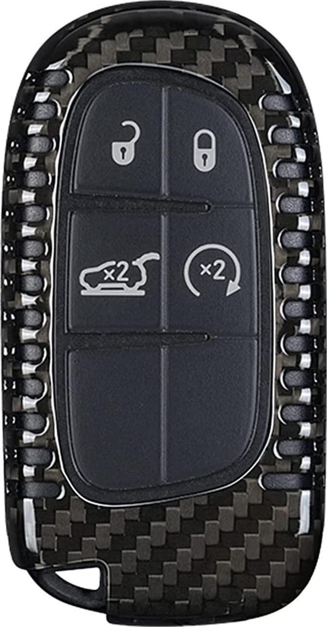 M.JVisun, M.JVisun Genuine Carbon Fiber Key Fob Cover for Jeep Grand Cherokee SRT Cherokee Renegade Compass Smart Car Remote Key Fob Case for Men Women - B Style - Black
