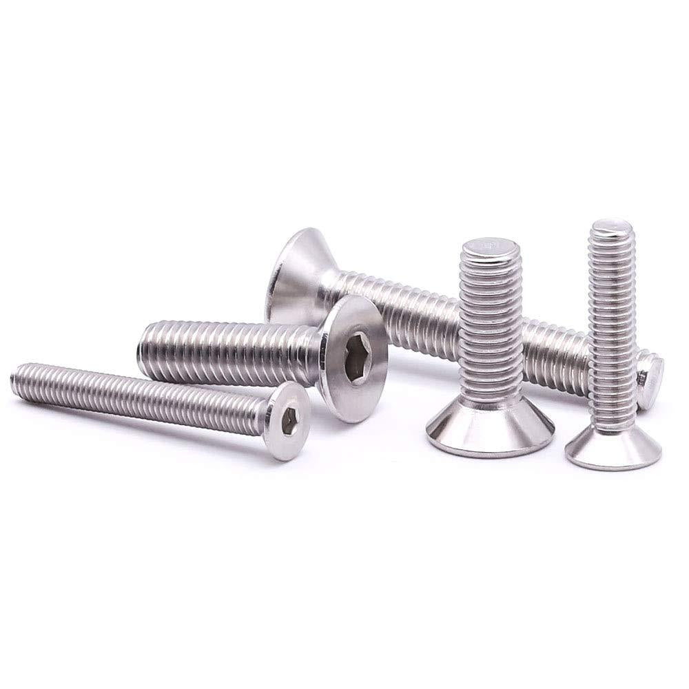 EASTLO, M8-1.25 x 60mm Flat Head Socket Cap Screws (M5 to M8 Available), Full Thread, DIN7991, Stainless Steel 304 (18-8), Allen Hex Drive, Pack of 20