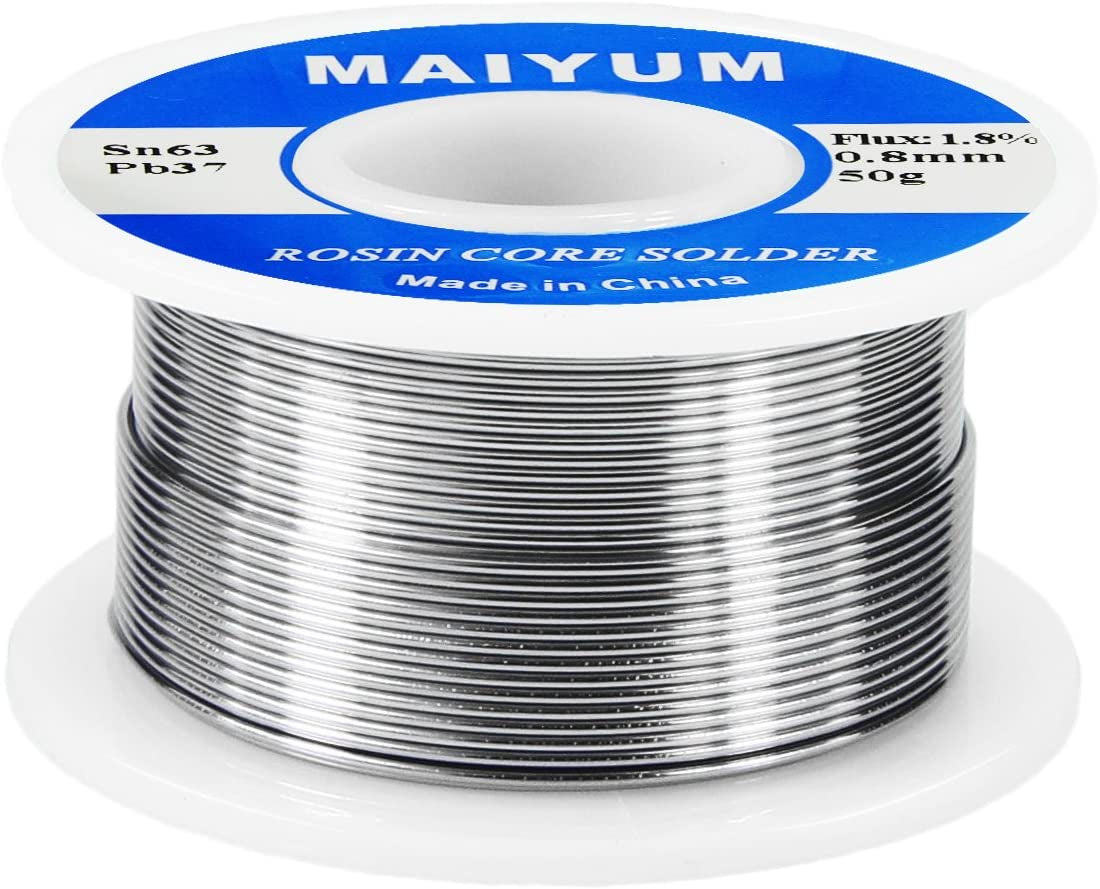 MAIYUM, MAIYUM 63-37 Tin Lead Rosin Core Solder Wire for Electrical Soldering (0.8Mm 50G)