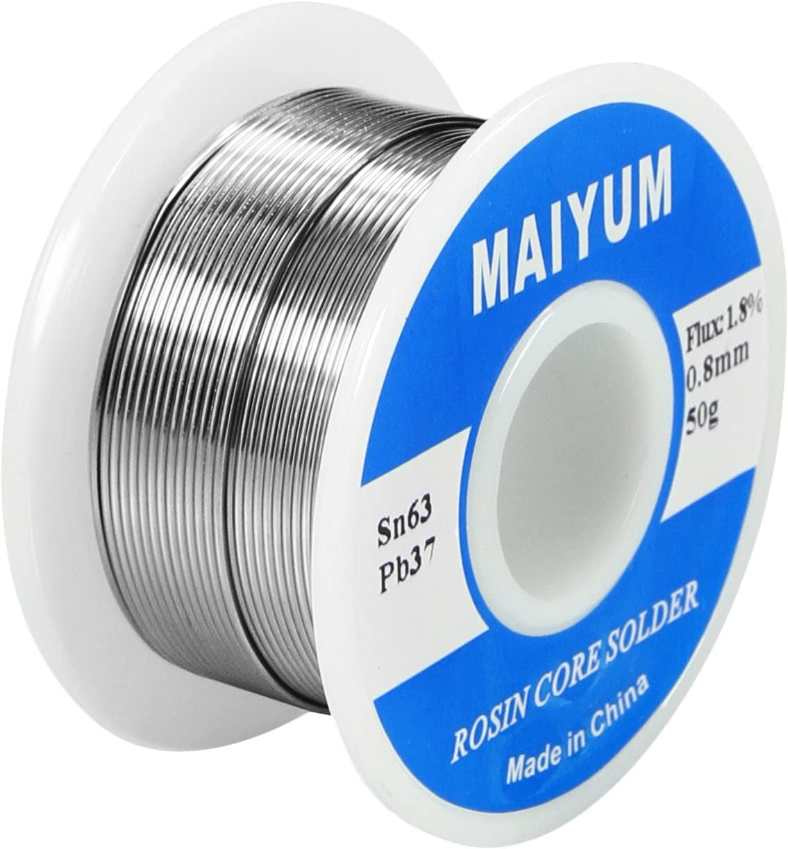 MAIYUM, MAIYUM 63-37 Tin Lead Rosin Core Solder Wire for Electrical Soldering (0.8Mm 50G)