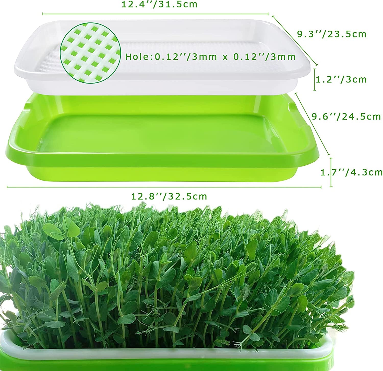 MAOPINER, MAOPINER Seed Sprouter Tray with Drain Holes | BPA Free Nursery Tray Seed Germination Tray Healthy Wheatgrass Seeds Grower & Storage Trays for Garden Home Office with Germinating Paper (5)