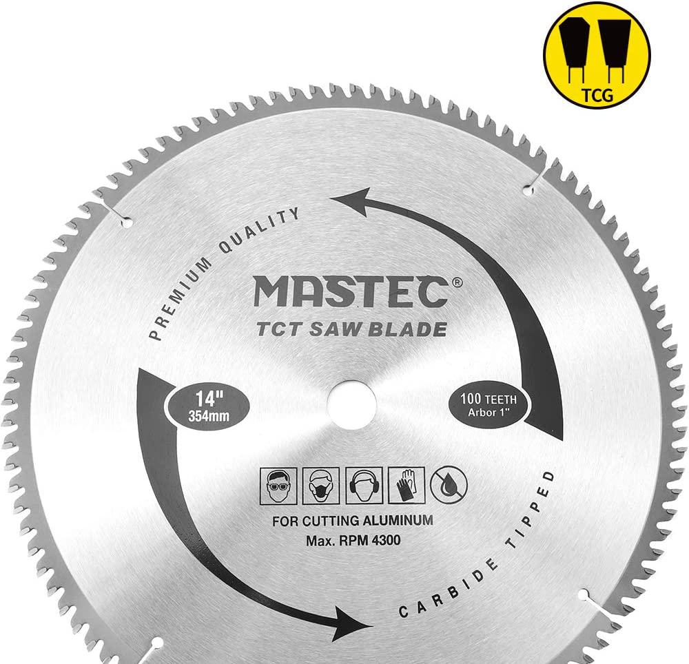 MASTEC, MASTEC 14-Inch 100 Tooth TCG for Aluminum and Non Ferrous Metals Cutting Saw Blade with 1-Inch Arbor