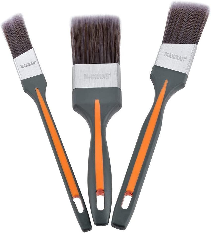 MAXMAN, MAXMAN Paint Brushes, Angle Sash Paintbrush,Trim Paint Brushes for Walls,Furniture Paint Brush Set with Rubber Grip Handle (3-Pack)