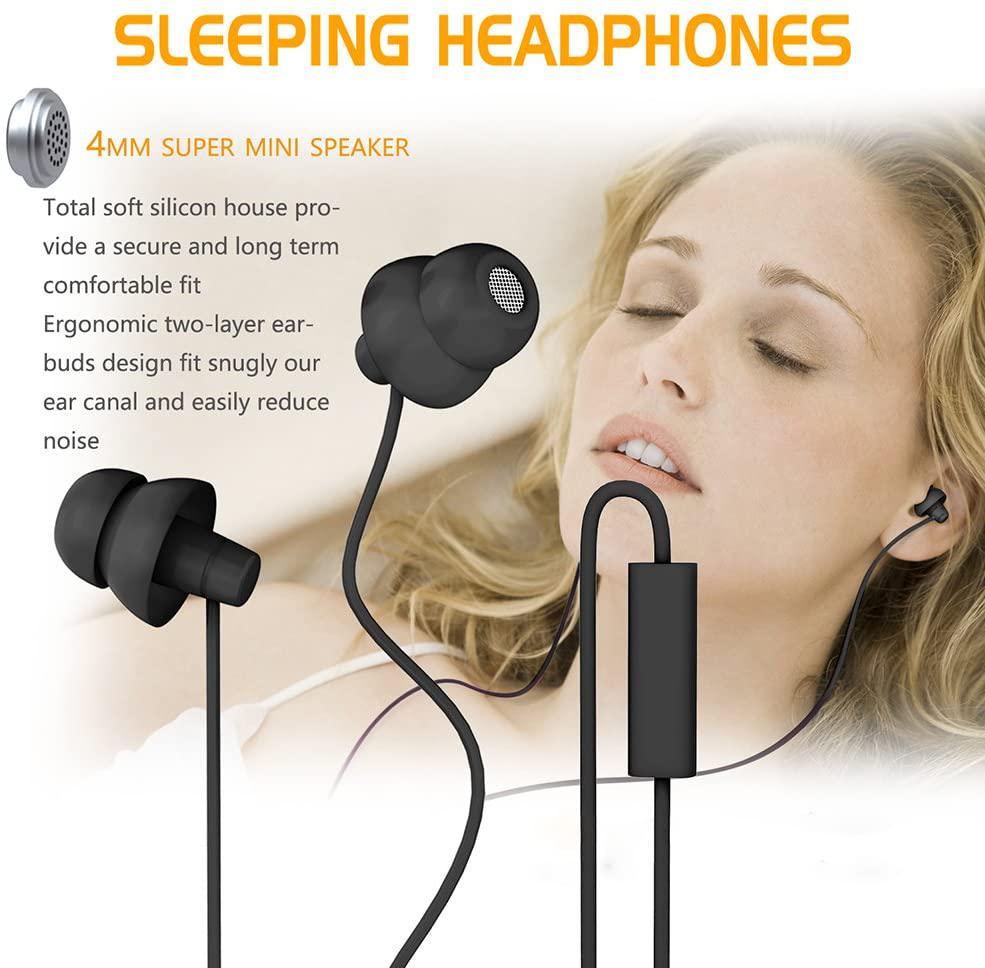 maxrock, MAXROCK (TM) Unique Total Soft Silicon Sleeping Headphones Earplugs Earbuds with Mic for Cellphones,Tablets and 3.5 mm Jack Plug (Black)