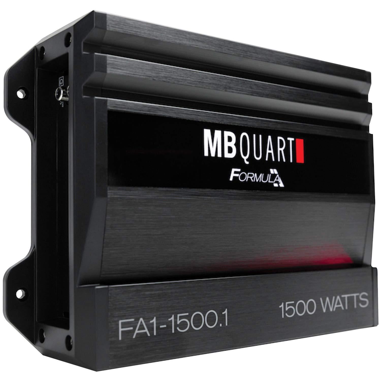MB Quart, MB Quart FA1-1500.1 Mono Channel Car Audio Amplifier (Black) - Class SQ Amp, 1500-Watt, 1 Ohm Stable, Variable Electronic Crossover, LED System Protection, Heavy Duty Connections, Bass Remote Included
