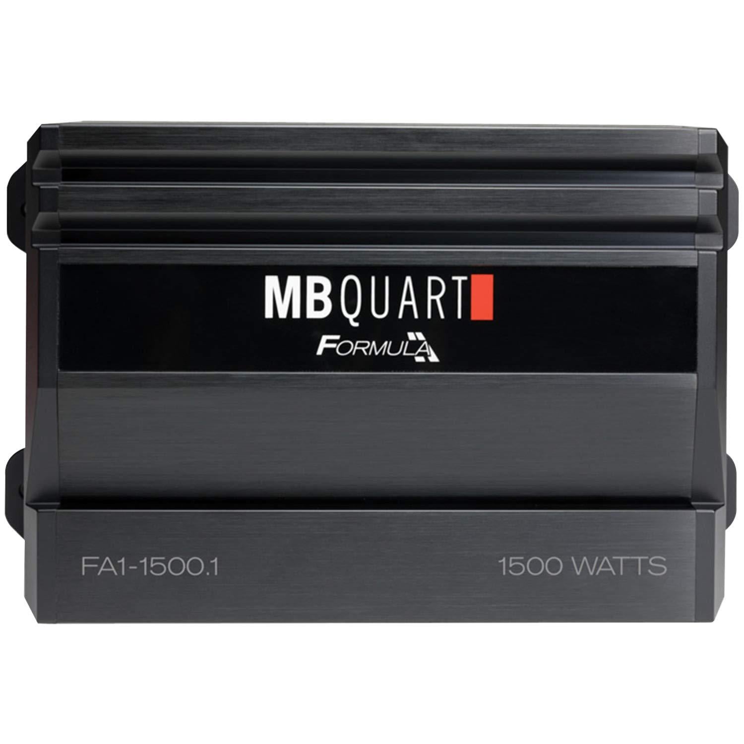 MB Quart, MB Quart FA1-1500.1 Mono Channel Car Audio Amplifier (Black) - Class SQ Amp, 1500-Watt, 1 Ohm Stable, Variable Electronic Crossover, LED System Protection, Heavy Duty Connections, Bass Remote Included