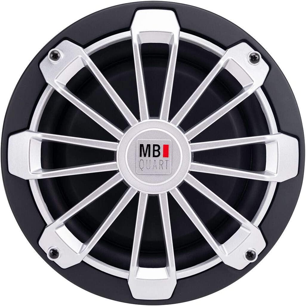 MB Quart, MB Quart NPW-254 Nautic Premium Waterproof Shallow Subwoofer (Black) Marine Grade Subwoofer, Boat and Off-Road Vehicle Marine Audio, 3 Grill Colors (Black, Silver, White), 600 Watts, 10 Inch