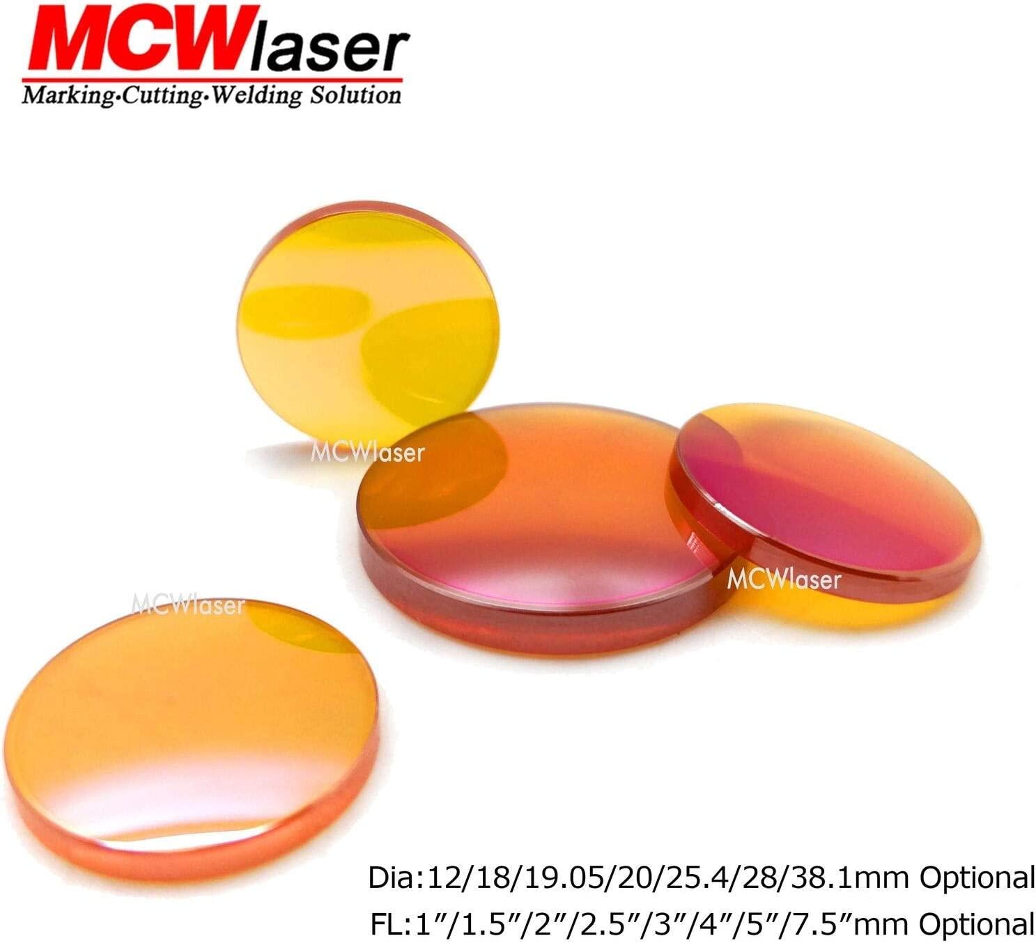 MCWlaser, MCWlaser 20mm ZnSe Focus Lens for CO2 10600nm 10.6um Laser Engraving Cutting Engraver/Cutter Dia:20mm FL: 2.5 or 63.5mm