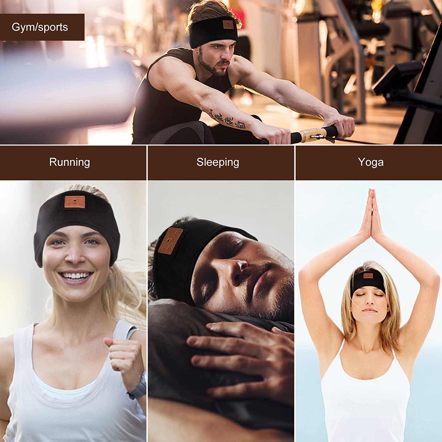 MD, MD Sleep Headphones - Adjustable Sports Headband Headphones - Sleep Mask for Meditation, Relaxation, and Sleeping with Wireless Bluetooth HD Stereo Speaker for Men, Women, Gym, Running and Travelling