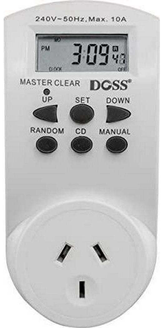 DOSS, MDT02 DOSS 7Day 24Hrs Mains Digital Timer Electrical Timer-Doss 10 On/Off Programs 10 On/Off Programs, Manual On/Auto/Manual Off Selectable