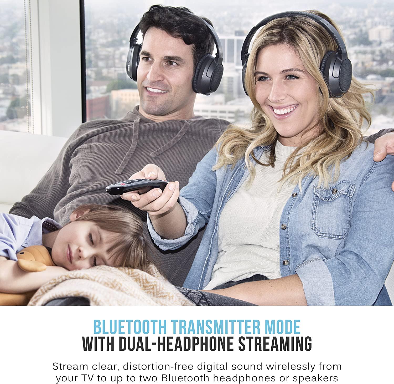 MEE audio, MEE audio Connect Hub Universal Dual Headphone and Speaker Bluetooth Audio Transmitter and Receiver for TV with aptX Low Latency, Optical and Analog Pass-Through